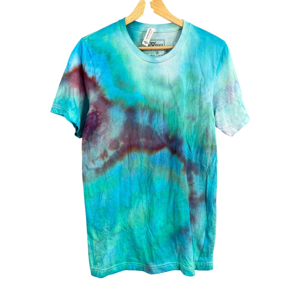 Local Beast‎ Tie Dye T-Shirt Bella Canvas Cotton Tee Medium Blue Purple Green